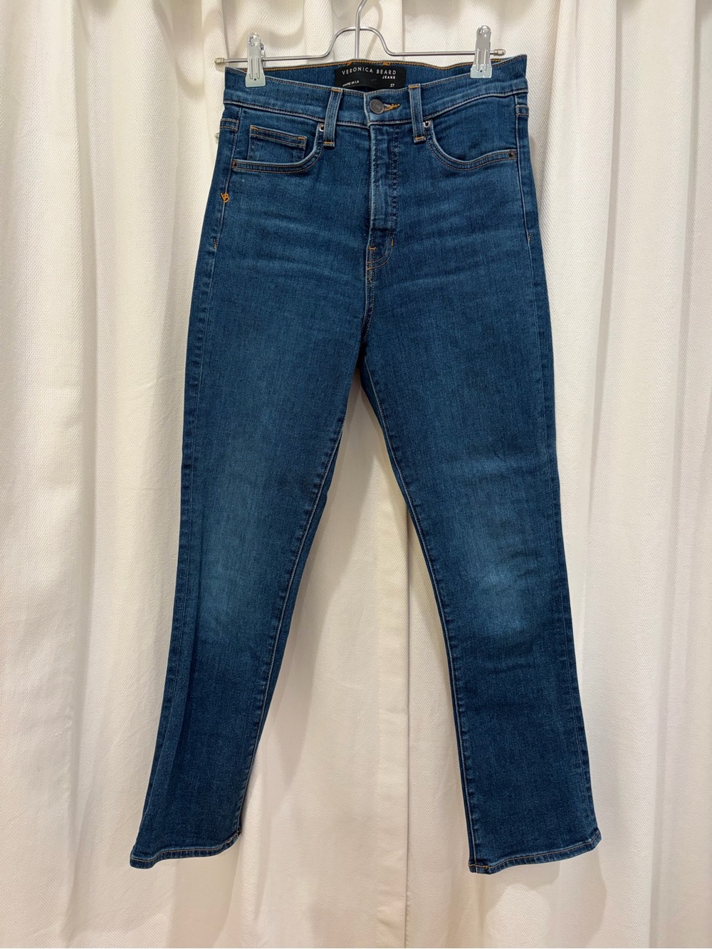 Veronica Beard Carly kick flare High-Rise Straight Jeans in Blue